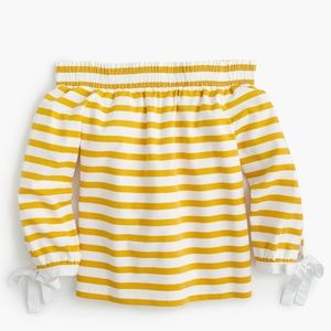 J Crew Off the Shoulder Yellow and White Top